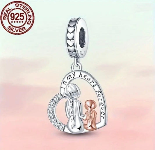 S925 Sterling Silver Mother Daughter Pendant Bracelet Charm + Gift Bag